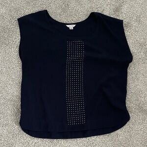 Calvin Klein Navy Top with Rhinestone Accents